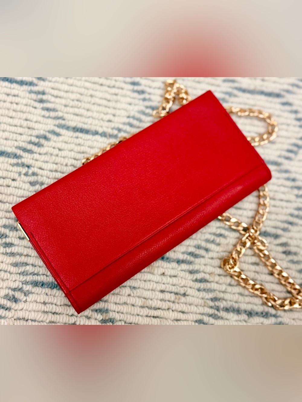 YSL Vintage 80’s Old Money Quiet Luxury Red Pebbled Leather Wallet W/ Crossbody - Picture 11 of 16